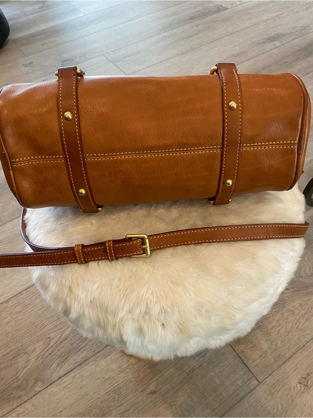 Dooney & Bourke Florentine Natural Leather Satchel with Gold Hardware - Picture 7 of 14